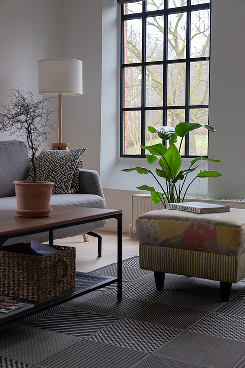 The interior of a room furnished in Scandinavian style